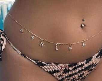 Name Waist Chain Custom Waist Chain Personalized Belly Chain Personalized Bikini Body Chain Custom Jewelry for Women Body Chain Jewelry