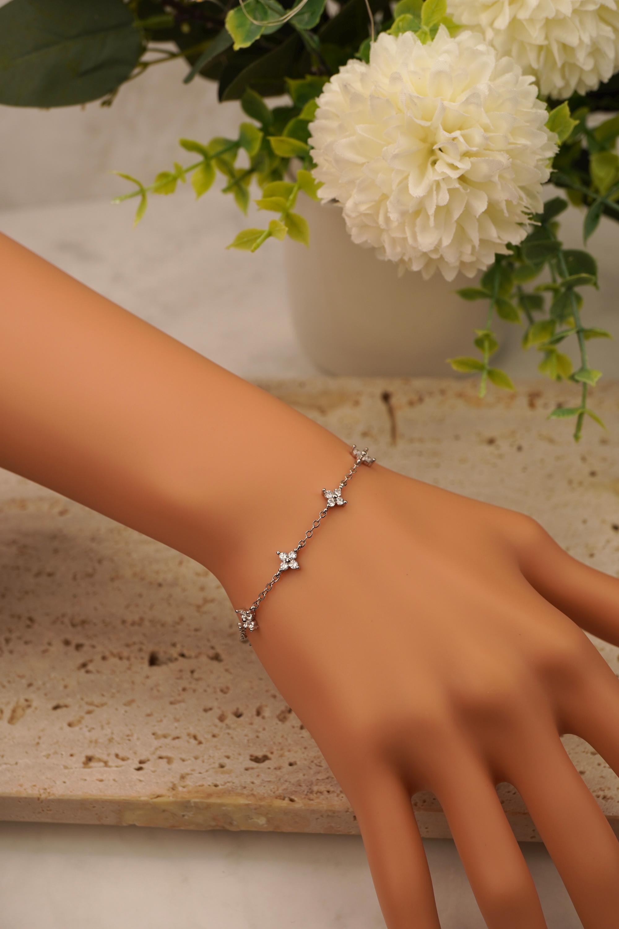 ゴールド 四つ葉のクローバーブレスレット 925スターリングシルバー