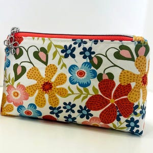 Floral Cotton Cosmetic Bag: Handmade Travel Makeup Pouch