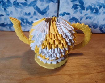 Handgemachte 3D Origami PapierKunst - Teekanne