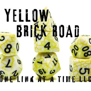 Acrylic Dice [Yellow Brick Road] 7pc Set White Crackle