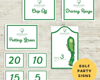 Golf Decorations for Party — Customizable Area Signs and Yardage Birthday Party Printables