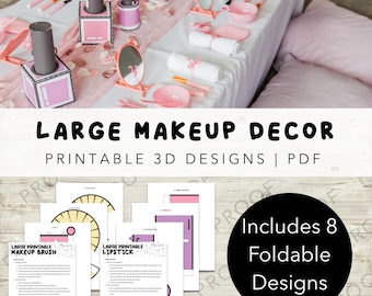 Spa Party Decorations Printable | Jumbo Makeup Props | Spa Birthday Party Decor | Instant Download