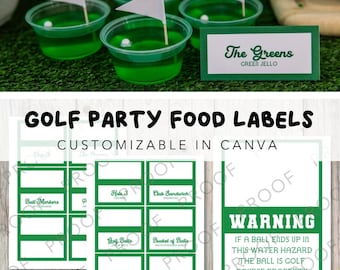 Golf Party Food Labels – Customizable Printable Food Tags – Perfect for Golf Birthday Party + SVG "Snack Bar Member's Lounge" Sign