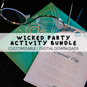 WICKED PARTY ACTIVITY-paket – Mad Lib-brev, Oz-affisch, skattjakt och mer | Wicked Party-spel | Trollkarlen från Oz-aktiviteter