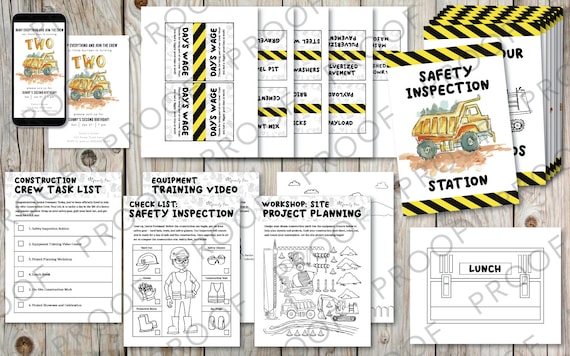 Construction Birthday Party Bundle: Includes Customizable Invites, Activities, and More!