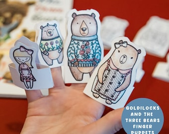 Goldilocks and the Three Bears Finger Puppets - Printable PDF Set - For Pre-Reading Activities and Reading Comprehension