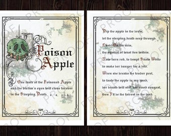 Snow White | Poison Apple | Spell Book Insert – DIY Halloween Digital Download
