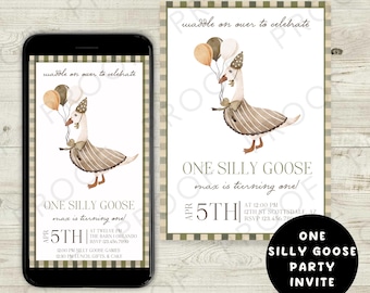 One Silly Goose Birthday Invitation | Printable 5x7 or Digital Invite | Goose Birthday Party