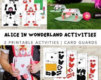 Alice in Wonderland Party Activity Bundle– Card Guard Craft & Croquet Arch Printable | Queen of Hearts Game | DIY Wonderland Decor