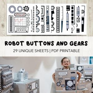 29 Robot Sticker Sheets | Digital Download | Printable Robot Elements: Buttons, Knobs, Sound Waves & More