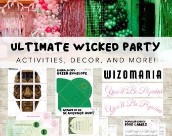COMPLETE WICKED PARTY Bundle | Wicked Party Decor, Games, Food Labels | Wizard of Oz Party | Instant Download
