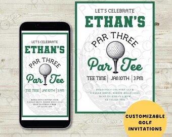 Customizable Golf Birthday Party Invitations – Digital Invitation + Printable 5x7 Invitation – Perfect for Golf-Themed Birthday Party