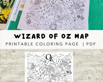Printable Map of Oz | Coloring Page | Wizard of Oz Party Activity - Instant Download