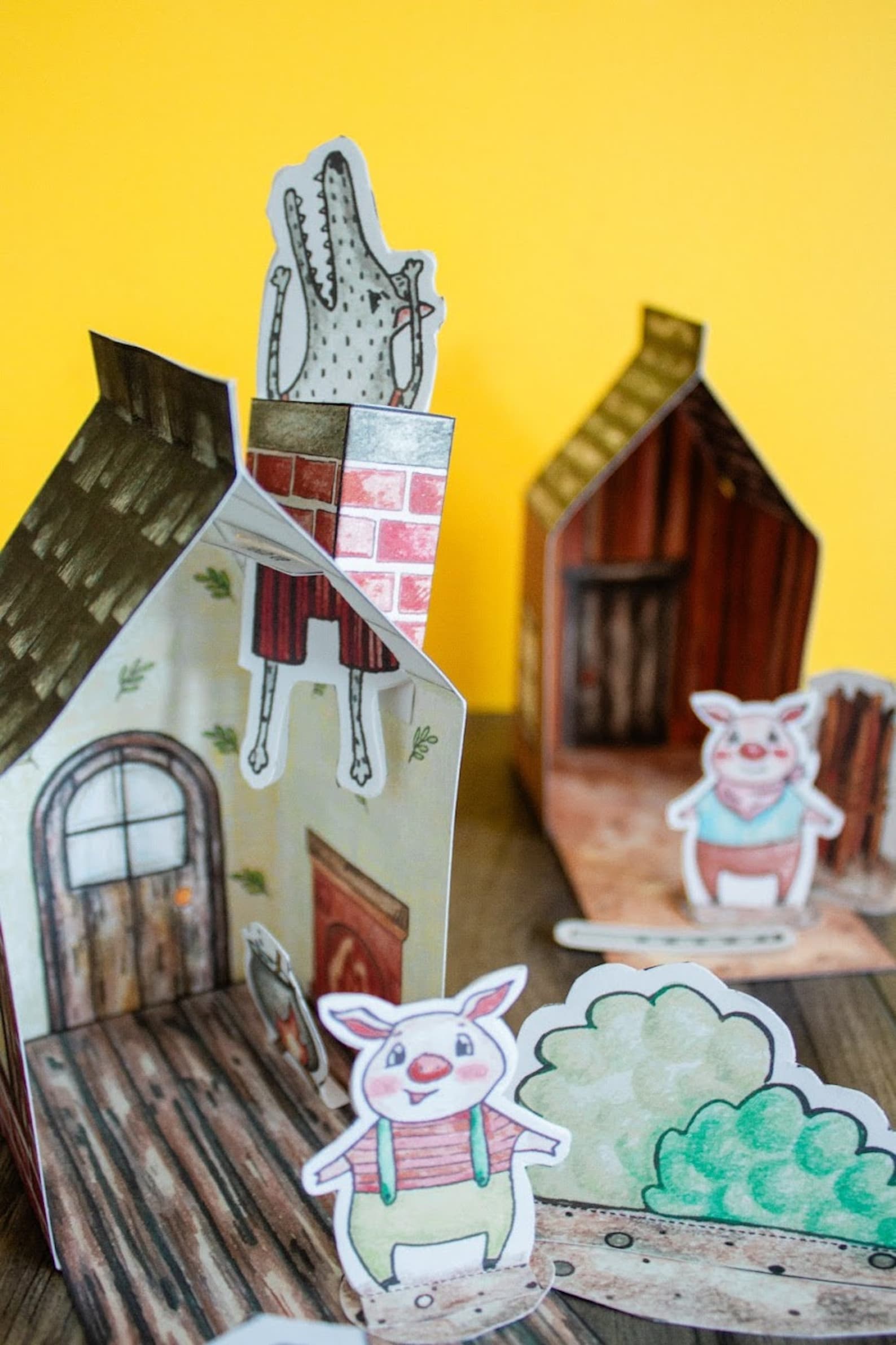 Printable 3 Little Pigs House Set Instant Download Storytelling