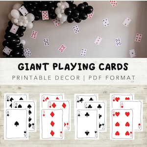 Gigantische afdrukbare speelkaarten – 40 grote kaarten | Feestdecoratie Alice in Wonderland | Hartenkoningin-tuin | Game Night Decorations (pdf)