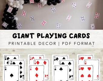 Giant Printable Playing Cards – 40 Large Cards | Alice in Wonderland Party Decor | Queen of Hearts Garden | Game Night Decorations PDF