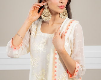 Diseñador de ropa para fiesta de Eid, trajes paquistaníes, Salwar Kameez, vestido Dupatta, listo para usar, bordado pesado, trabajo con piedras, hermosos pantalones, trajes de pantalón