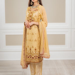 Eid Party Wear Designer Pakistanische Outfits Salwar Kameez Dupatta Kleid Schwere Stickerei Steinarbeit Schöne Hosenanzüge