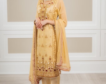 Eid Party Wear Designer Pakistani Outfits Salwar Kameez Dupatta Dress  Heavy Embroidery Stone Work Beautiful Trouser Pant Suits
