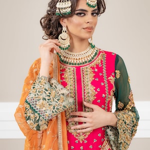 Eid Party Wear Designer Pakistani Outfits Salwar Kameez Dupatta Dress  Heavy Embroidery Stone Work Beautiful Trouser Pant Suits