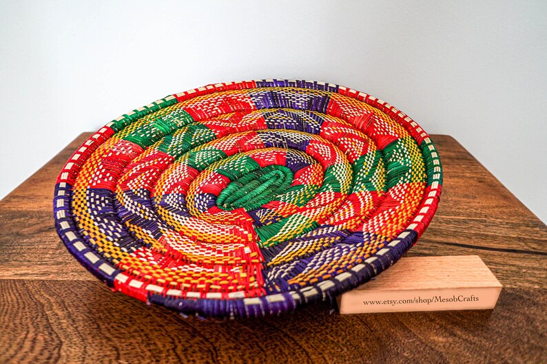 Sefed Texture Traditional Handwoven Round Bread / Fruit Basket Tray - Ethiopian ...