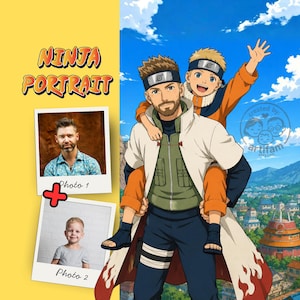 Custom Naruto Portrait for Fathers Day Gift - Personalized Anime Illustration - Gift For Dad
