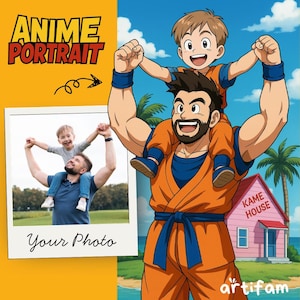 Custom Anime Portrait - Personalized Anime Shonen Style Illustration - Anniversary Gift for Anime Couple - Father&#39;s Day Gift for Anime Dad