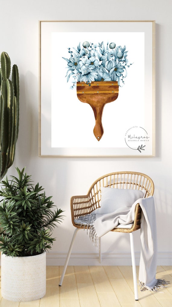 Flowers artwork, Flowers art wall, art watercolor, art wall room decor, farms decor