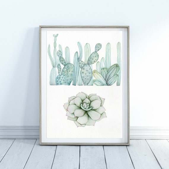 Succulents Watercolor Print | Colorful Wall Art | Watercolor Painting | Botanical Art | Physical Print | AcuarelaMagica