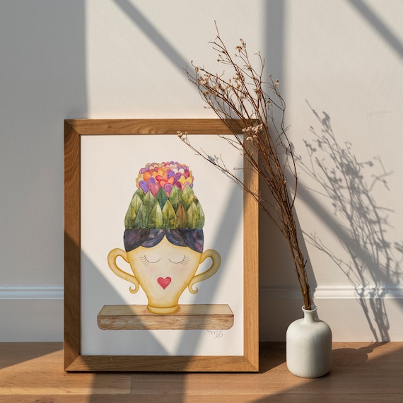 Pot Holder Watercolor Print | Colorful Wall Art | Watercolor Painting | Nature Art | Physical Print | AcuarelaMagica