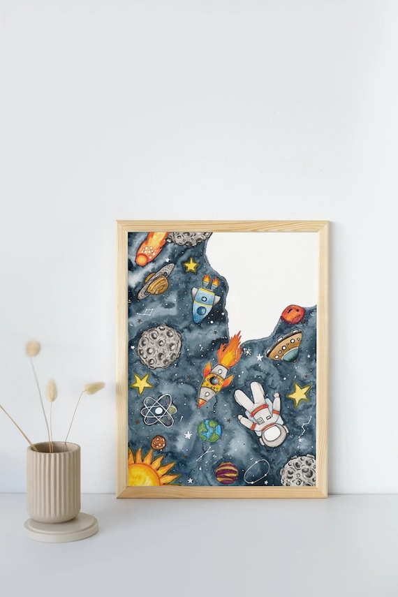 Space Watercolor Print | Colorful Wall Art | Watercolor Painting | Nature Art | Physical Print | AcuarelaMagica