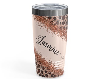 Monogram Leopard Print Tumbler, Diangle, 20 0z Stainless Steel Tumbler, Personalized Leopard Print Tumbler, Leopard Print Tumbler