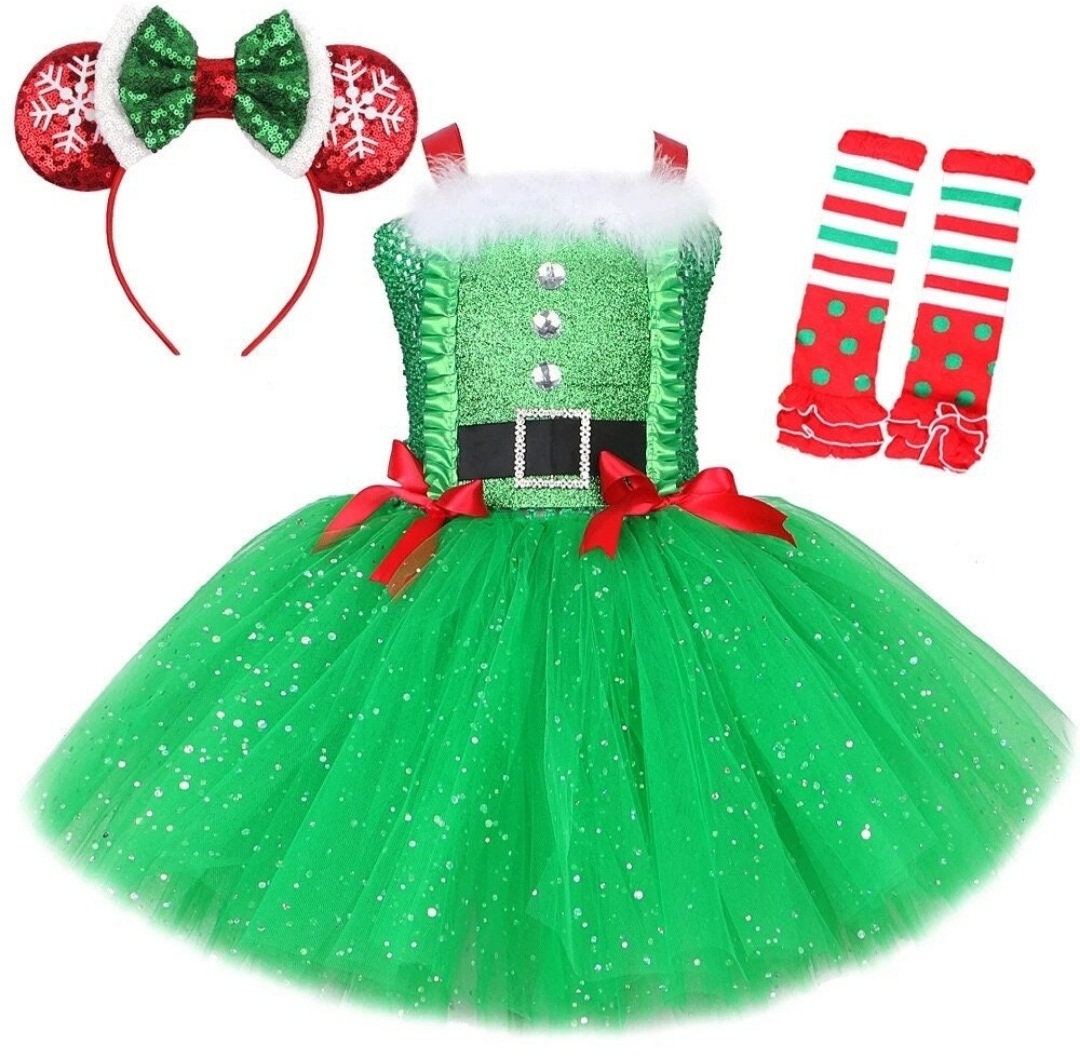 Sparkly Christmas Elf Tutu Dress for Girls New Years 2022 for Etsy
