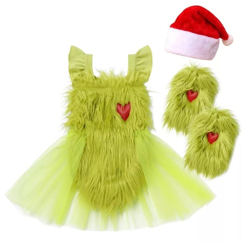 Baby Girl's Christmas Grinch Costume Baby Girls Faux Fur Etsy