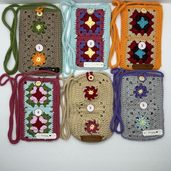 Handmade Women's Phone Bags, Woman's Gift Phone Bags, Crossbody Phone Bags, Cotton and Acrylic Yarn Knitted Colorful Phone Bags, Phone Bags!