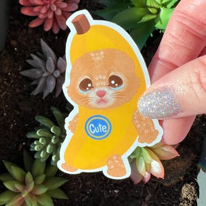 Bananenkatze Aufkleber, Obst Katze, weinendes Kätzchen Meme, lustiges dummes Kawaii Kätzchen, Freund Geschenk, Tier Laptop gestanzter Vinyl Aufkleber