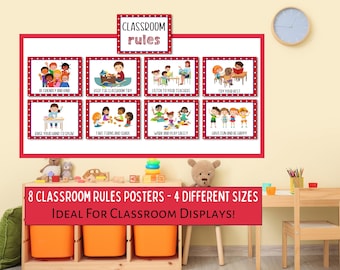 Classroom Rules Poster Set: Elementary School Decor (Digital Download), Good Manners Posters, Kindergarten Classroom Rules