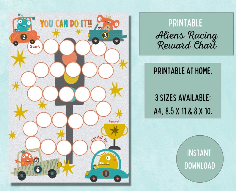 Printable Alien Reward Chart, Daily Chore Chart Kids, Printable Routine ...