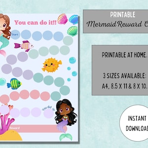 Printable Mermaid Reward Chart: Kids Chore Chart (Digital Download)