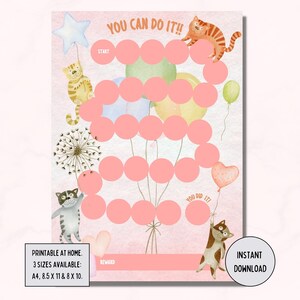 Cat Reward Chart, Kids Printable Routine Tracker Digital Download, Classroom incentive Chart