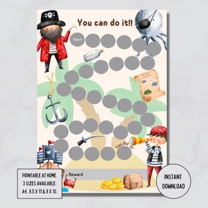 Kids Pirate Reward Chart Printable, Chore Chart Digital Download, Behaviour Tracker Pirates