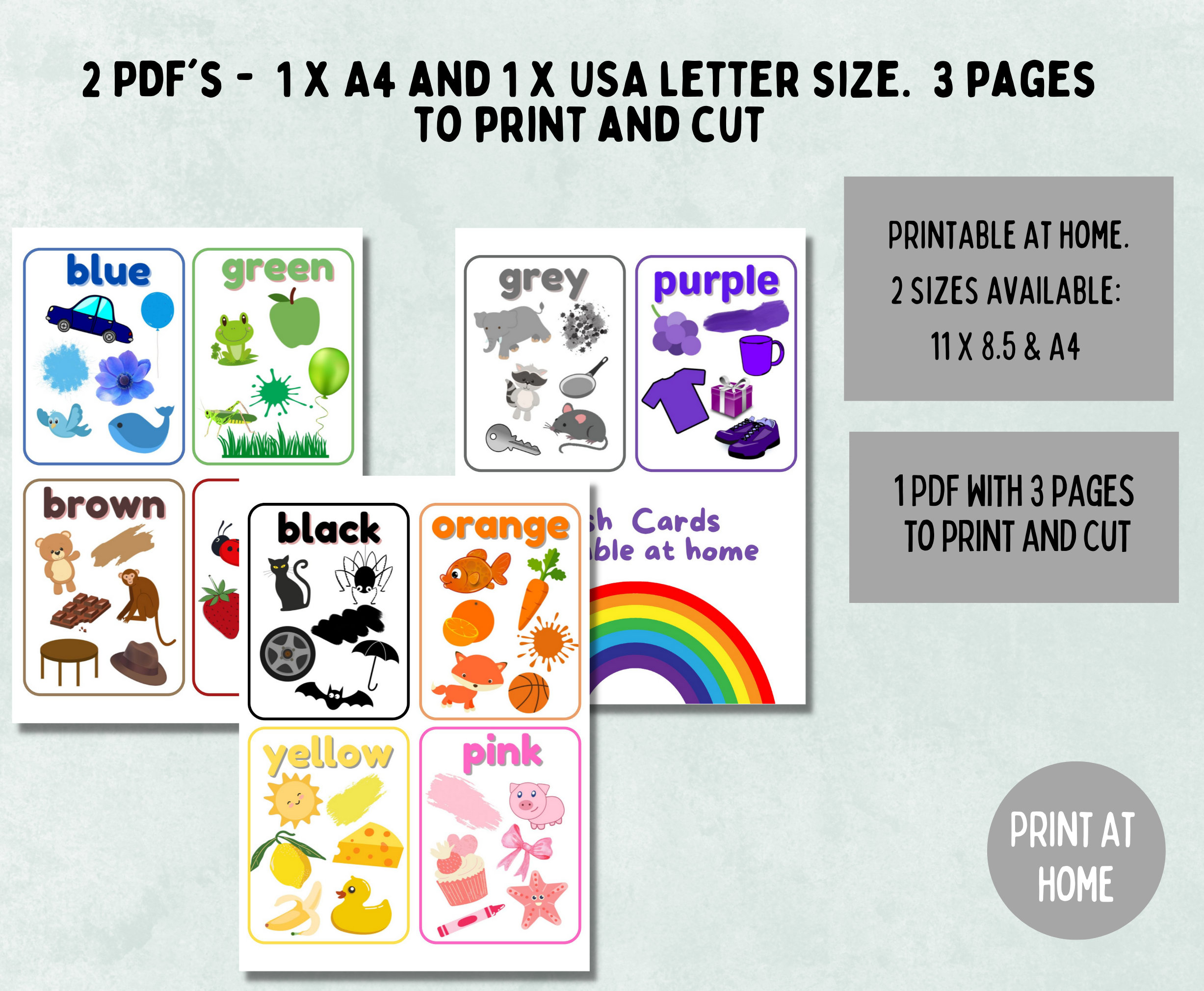 Printable Colour Flashcards: Preschool Learning (PDF) - Etsy