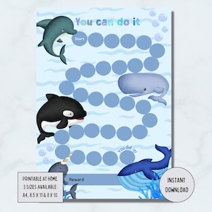 Whale Reward Chart Printable, Ocean Chore Chart for Kids Digital Download, Beach Behaviour Tracker