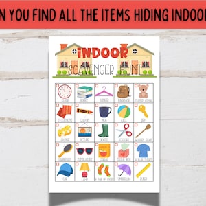 Printable Indoor Scavenger Hunt Kids, Indoor Look and Find, Home Scavenger Hunt Cards, Printable ...