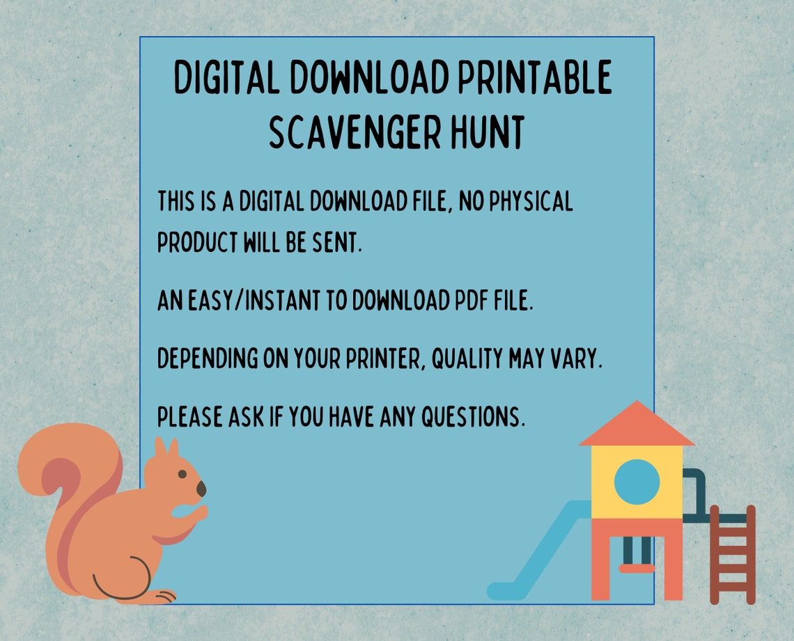 Printable Park Scavenger Hunt Kids, Park Look and Find, Playground ...