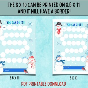 Snowy Reward Chart for Kids,printable Snowman Sticker Chart, Chore ...