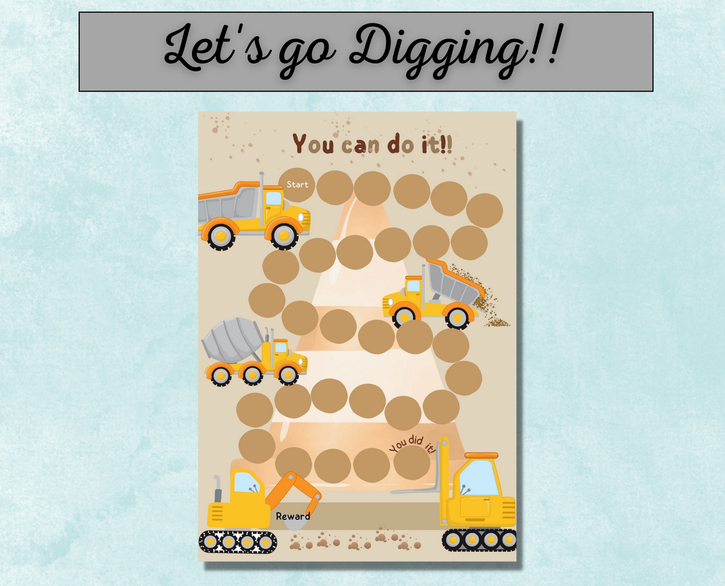 Printable Construction Reward Chart, Digger Sticker Chart, Instant ...
