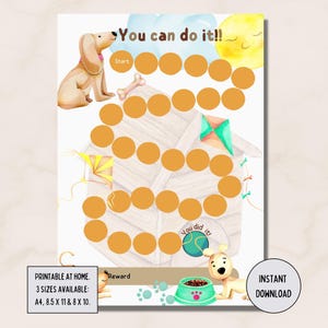 Beloningstabel puppyhond afdrukbaar, gedragstracker voor kinderen digitale download, zindelijkheidstraining,