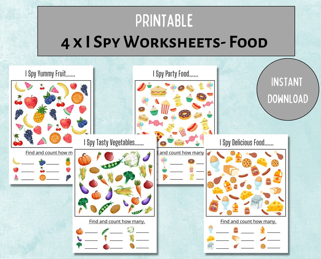 I Spy Printable Food Activities for Toddlers 4 I Spy Counting - Etsy